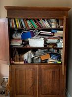 Gratis: Eikenhouten Boekenkast met oa deuren en bureaublad, Huis en Inrichting, Kasten | Boekenkasten, Ophalen, Gebruikt, 100 tot 150 cm