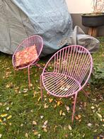 2 Roze Tuinstoelen, Tuin en Terras, Ophalen of Verzenden, Gebruikt, Metaal