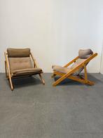 Set vintage IKEA Kon Tiki lounge chairs Gillis Lundgren, Huis en Inrichting, Fauteuils, Ophalen, Gebruikt, Trawlerkade 44 IJmuiden