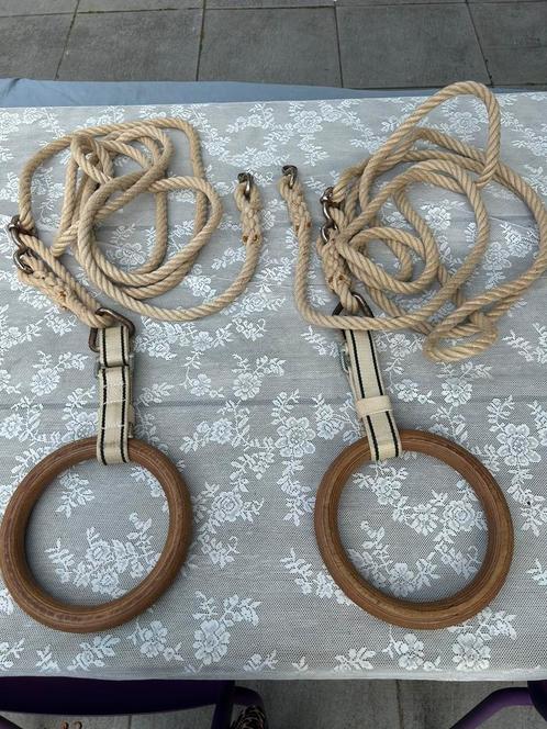 Brocante houten gymnastiek Ringen, Antiek en Kunst, Curiosa en Brocante, Ophalen of Verzenden