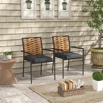 Moderne Zwarte Tuinstoelen - Weerbestendig set van 2 (nieuw) beschikbaar voor biedingen