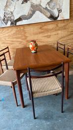 Vintage uitschuifbare tafel van A M Møbler Denemarken, Ophalen of Verzenden, Gebruikt, Vijf personen of meer, Rechthoekig