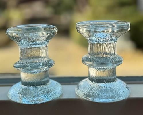 Vintage frosted glas kandelaars Stefan Gelkerstedt Zweden, Antiek en Kunst, Antiek | Glas en Kristal, Ophalen of Verzenden