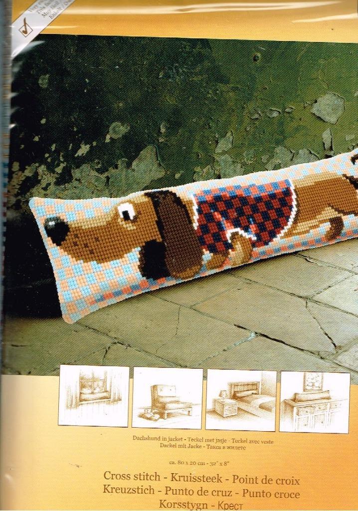 Cado vervaco borduurpakket tochtkussen  teckel met jasje, Hobby en Vrije tijd, Borduren en Borduurmachines, Nieuw, Borduurpakket