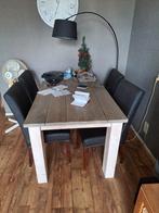 Houten Eettafel met Stoelen, Huis en Inrichting, Tafels | Eettafels, Ophalen, Gebruikt, 100 tot 150 cm, 50 tot 100 cm