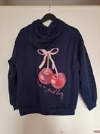 Blauwe hoodie met kersen print maat XL, Blauw, Maat 46/48 (XL) of groter, Ophalen of Verzenden, Zo goed als nieuw