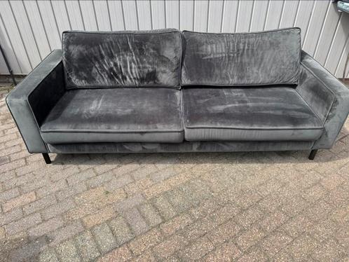 WOOOD Robin 3‑zits bank fluweel Antraciet, Huis en Inrichting, Banken | Bankstellen, 200 tot 250 cm, 75 tot 100 cm, Ophalen of Verzenden