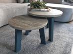 Set van 2 robuuste / rustieke salontafels, Ophalen, 50 tot 100 cm, Rond, 50 tot 100 cm