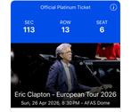 Eric Clapton platinum tickets afas dome antwerpen, Tickets en Kaartjes, Eén persoon, Oktober