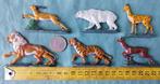 Oud speelgoed 6 metalen dier figuren voor dierentuin, Ophalen of Verzenden