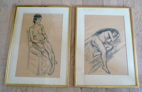 2 grote naakten tekeningen origineel Chis Beekman jaren 30, Antiek en Kunst, Kunst | Tekeningen en Foto's, Verzenden
