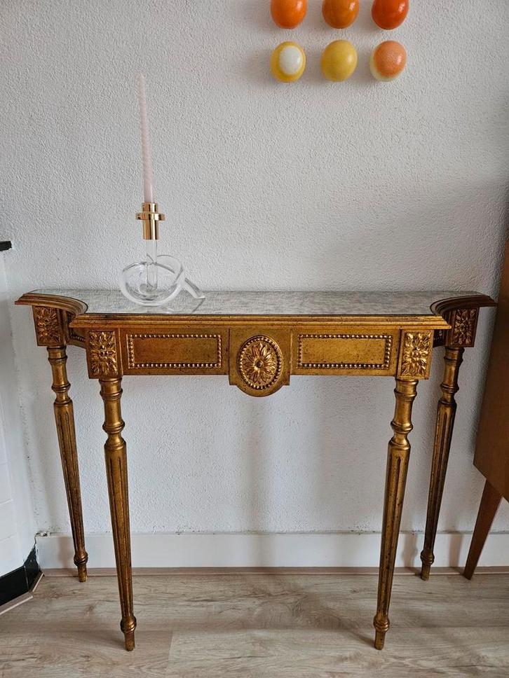 Hollywood Regency 60s DeKnudt sidetable, Huis en Inrichting, Tafels | Sidetables, Zo goed als nieuw, 25 tot 50 cm, 100 tot 150 cm