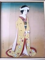 Handgeschilderde Japanse Geisha schilderij, Ophalen of Verzenden