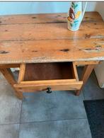 Oud grenen tafeltje met lade, Ophalen, Gebruikt, 50 tot 100 cm, Grenenhout