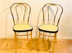 PAAR VINTAGE MID-CENTURY MESSING STOELEN , HOLLYWOOD, Ophalen of Verzenden, Zo goed als nieuw, Bruin, Twee