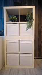 Ikea Kallax vakkenkast met witte bakken, Huis en Inrichting, Ophalen, Met plank(en), Kunststof, Gebruikt