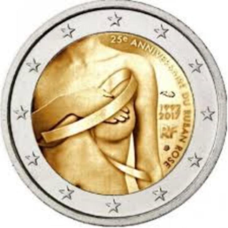 2 Euro Frankrijk 2017 - Borstkanker (Pink Ribbon) - UNC, Postzegels en Munten, Munten | Europa | Euromunten, Losse munt, 2 euro