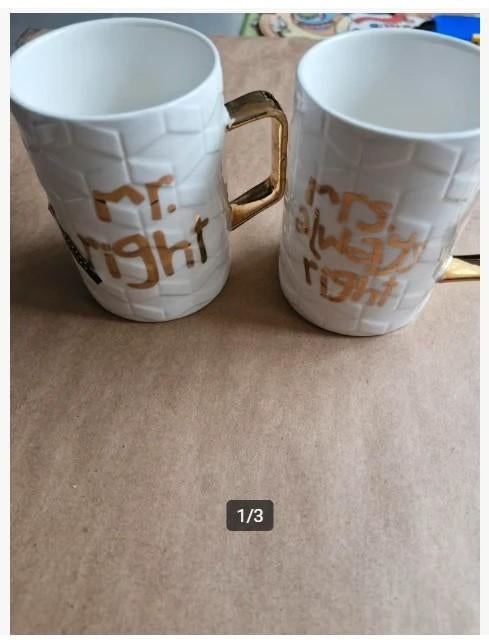 Mr en mrs right bekers h3, Huis en Inrichting, Overige materialen, Onbekend, Ophalen of Verzenden, Zo goed als nieuw