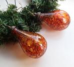 2 kerstballen - kersthangers - oker - roodbruin, Ophalen of Verzenden, Gebruikt