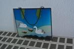 Gebrandschilderd Glas en Loodraampje Twee Zwanen/Waterlelies, Antiek en Kunst, Ophalen of Verzenden
