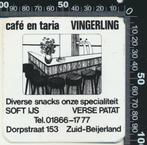 Sticker: Cafe en Taria Vingerling - Zuid Beijerland, Ophalen of Verzenden, Zo goed als nieuw, Bedrijf of Vereniging