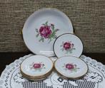Porseleinen 7 delige gebakset met rozen, Antiek en Kunst, Antiek | Servies compleet, Ophalen of Verzenden