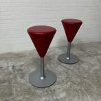 Design barkrukken stakrukken stoelen Wiesner Hager rood leer, Huis en Inrichting, Ophalen, Leer, 60 tot 90 cm