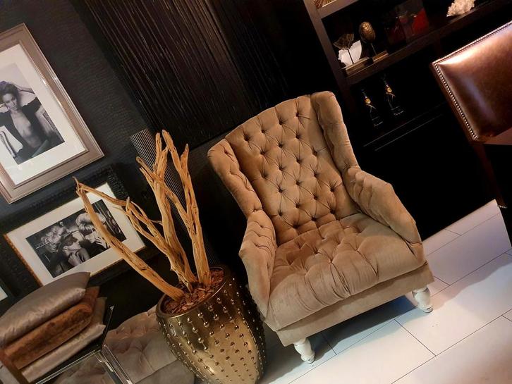 Gecapitonneerde Wingchair/ Oorfauteuil, Huis en Inrichting, Stoelen, Zo goed als nieuw, Eén, Ophalen