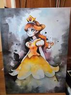 Schilderij Anime Princess Daisy,  uniek handgeschilderd, Tekening, Nieuw, Ophalen of Verzenden, 75 cm of meer