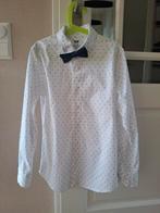 Overhemd wit blauw met strik als nieuw 146 152, Ophalen of Verzenden, Zo goed als nieuw, Jongen, Overhemd of Blouse