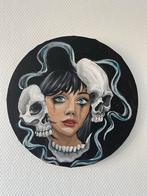 Modern Schilderij: Vrouw met Schedels, Ophalen of Verzenden