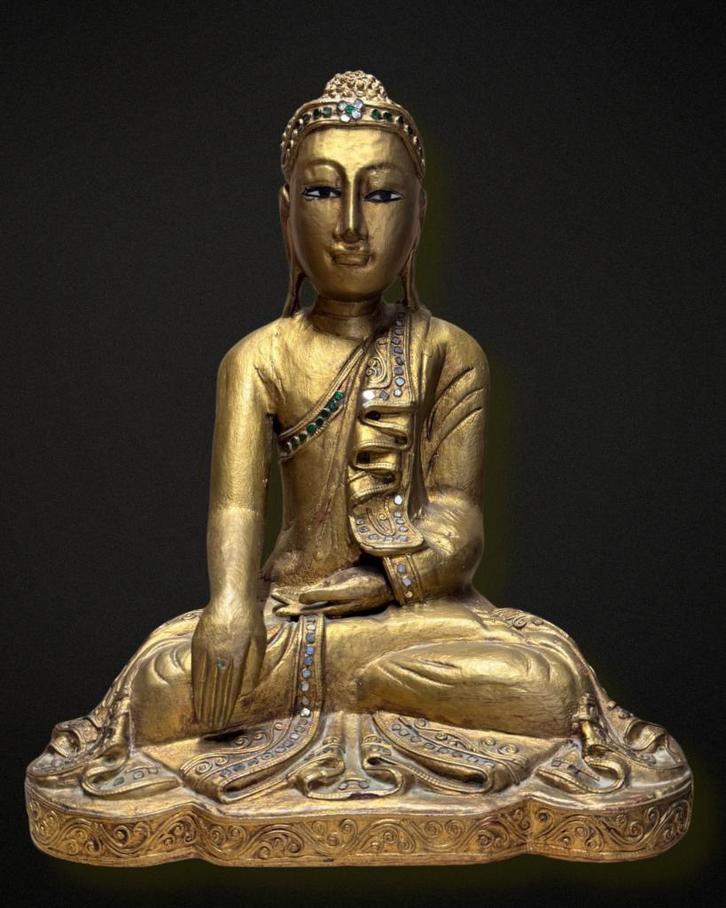 Oude Mandalay-stijl Boeddha uit Birma/Myanmar, Huis en Inrichting, Woonaccessoires | Boeddhabeelden, Gebruikt, Ophalen of Verzenden