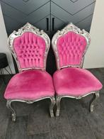 4 Barokstoelen - Roze Velvet & Zilver Frame, Antiek en Kunst, Antiek | Meubels | Stoelen en Banken, Ophalen