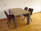 Moderne eetkamer tafel met 3 leren stoelen, Huis en Inrichting, Tafels | Eettafels, 50 tot 100 cm, 100 tot 150 cm, Rechthoekig