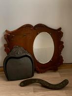 Vintage halspiegel - 3-delige set: spiegel, borstel + blik, Overige vormen, Minder dan 100 cm, Minder dan 50 cm, Ophalen of Verzenden