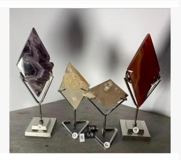 4 x Ruit Edelsteen diamant vorm Amethist Agaat Carneool beschikbaar voor biedingen