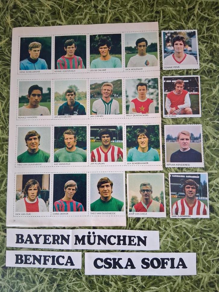 1-0 voetbalplaatjes en plakstroken Fotogalerij 1970-1971, Verzamelen, Sportartikelen en Voetbal, Gebruikt, Poster, Plaatje of Sticker