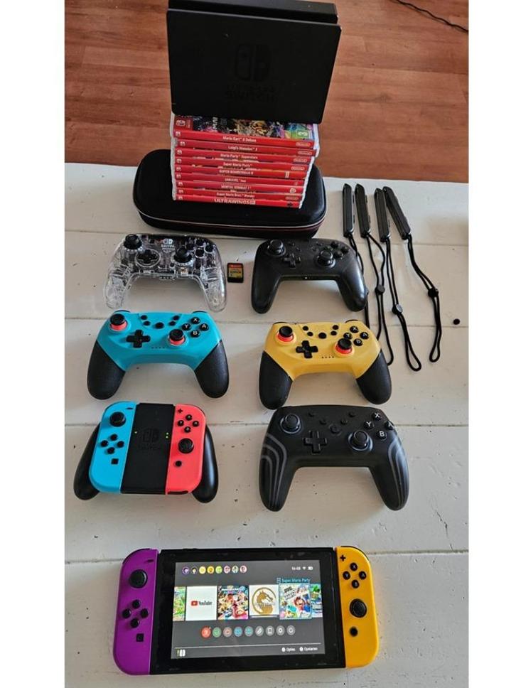 Nitendo Switch plus vele extra's, Spelcomputers en Games, Spelcomputers | Nintendo Switch, Zo goed als nieuw, Switch Original