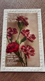 Een mooie verjaardag. Glanskaart, anjers., Ophalen of Verzenden, Voor 1920, Gelopen