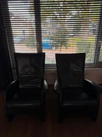 2 zwart leren relax fauteuils., Huis en Inrichting, Fauteuils, Ophalen, Gebruikt, 75 tot 100 cm, Modern