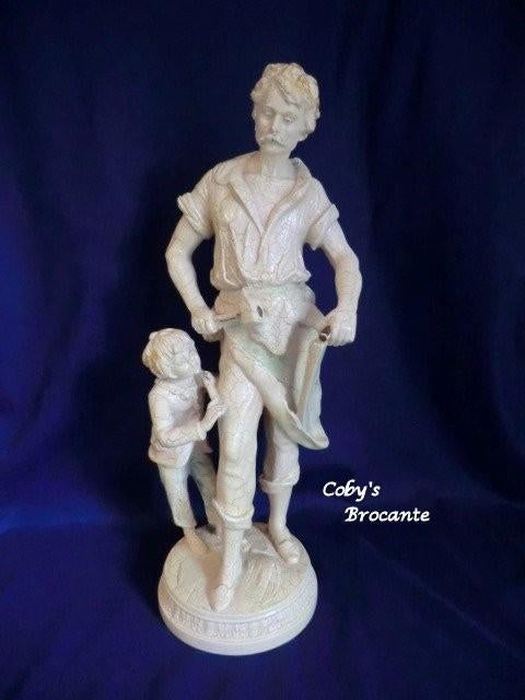 Groot beeld boer met zoon, sculptuur replica Moreau SALE, Antiek en Kunst, Kunst | Beelden en Houtsnijwerken, Ophalen of Verzenden