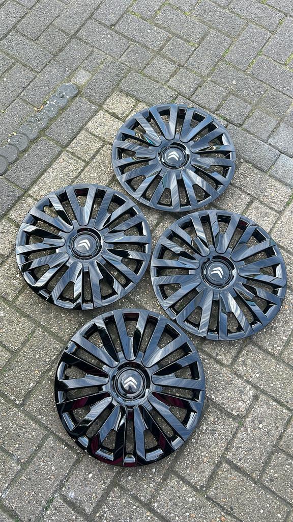 set zwarte citroën wieldoppen 15 inch, Auto diversen, Wieldoppen, Nieuw, Ophalen of Verzenden