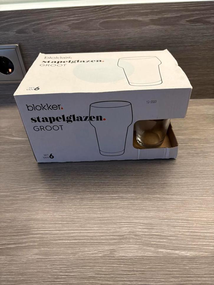 Blokker Stapelglazen Groot - Set van 6, Verzamelen, Glas en Borrelglaasjes, Nieuw, Overige typen, Ophalen