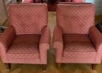 2 stoffen fauteuils met houten poten, Ophalen, Gebruikt, Minder dan 75 cm, 75 tot 100 cm