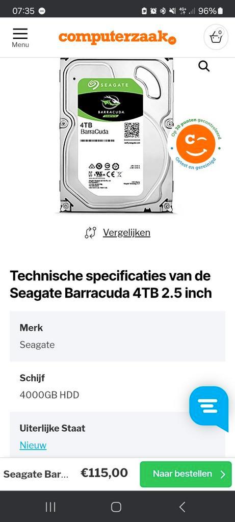 hdd seatgate 4tb, Computers en Software, Harde schijven, Zo goed als nieuw, Desktop, Intern, HDD, SATA, Ophalen of Verzenden