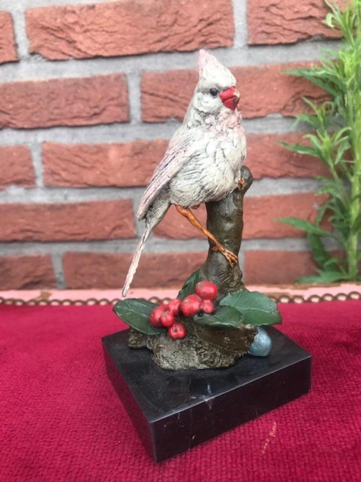 Weens brons: levensecht kardinaalvogeltje, Antiek en Kunst, Antiek | Koper en Brons, Brons, Ophalen of Verzenden