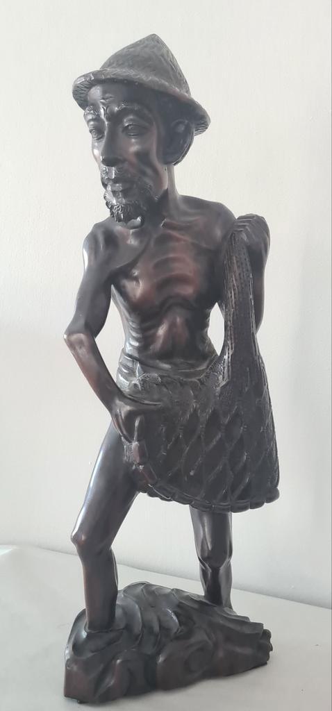 Bronzen beeld van een visser, Antiek en Kunst, Kunst | Beelden en Houtsnijwerken, Ophalen of Verzenden