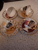 4 mooie  oude mocca kop en schotels, Ophalen of Verzenden