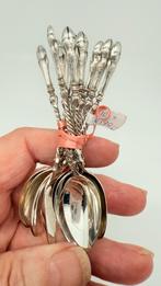 10 Antiek zilveren gave mokkalepels. Nodel: bokkepoot., Antiek en Kunst, Verzenden