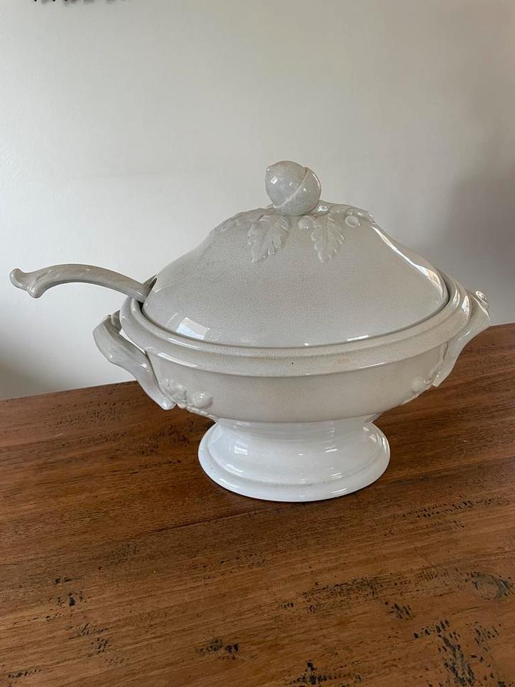 Oude soepterrine met lepel, Antiek en Kunst, Curiosa en Brocante, Ophalen